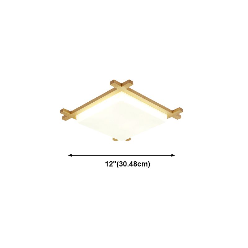 Wooden LED Flush Mount in Modern Simplicity Square Ceiling Light in Log Color