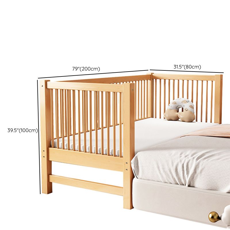 Traditional Beech Nursery Bed Natural Baby Crib with Guardrail