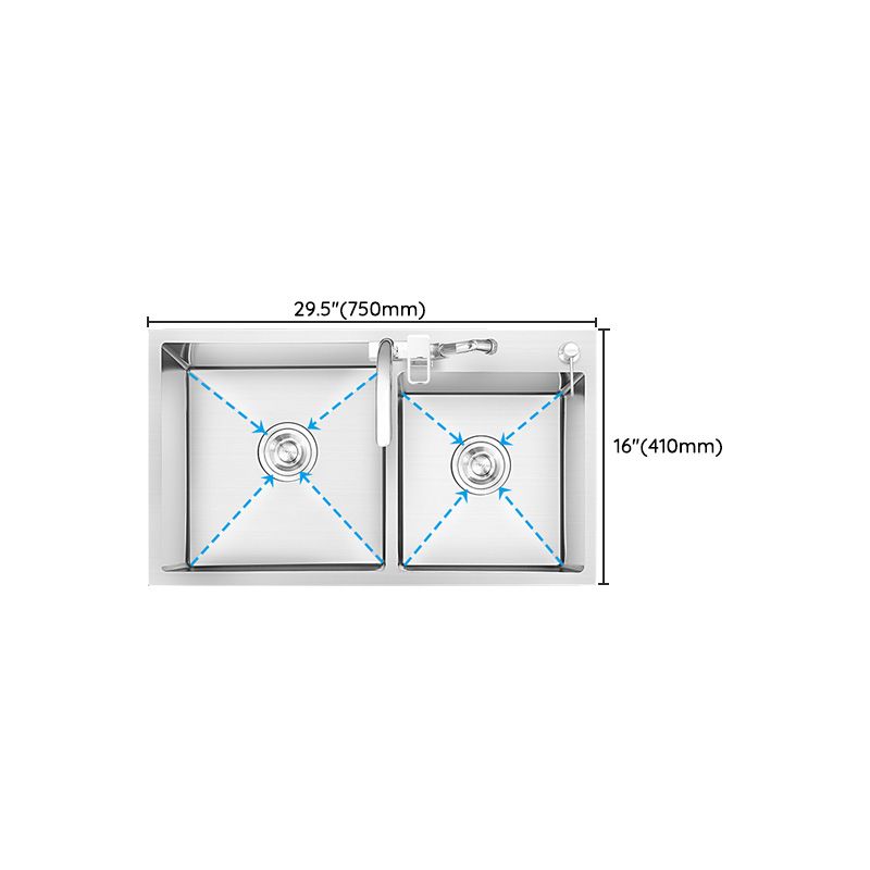 Dirt Resistant Kitchen Sink Soundproof Detail Kitchen Double Sink with Overflow Hole