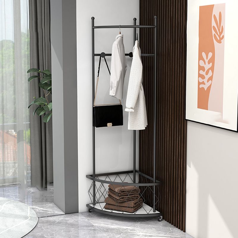 Modern Metallic Coat Hanger Free Standing Entry Coat Rack with Hooks