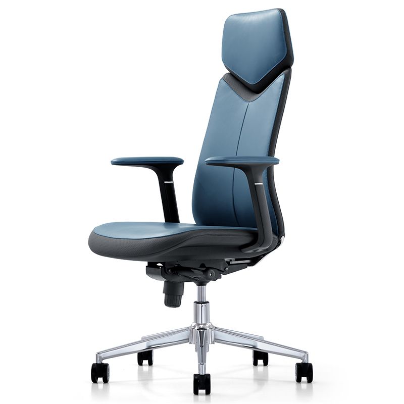 Fixed Arms Leather Office Chair Modern Adjustable Seat Height Swivel Chair with Wheels