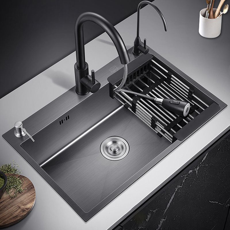 Contemporary Kitchen Sink Stainless Steel 2 Holes Drop-In Kitchen Sink