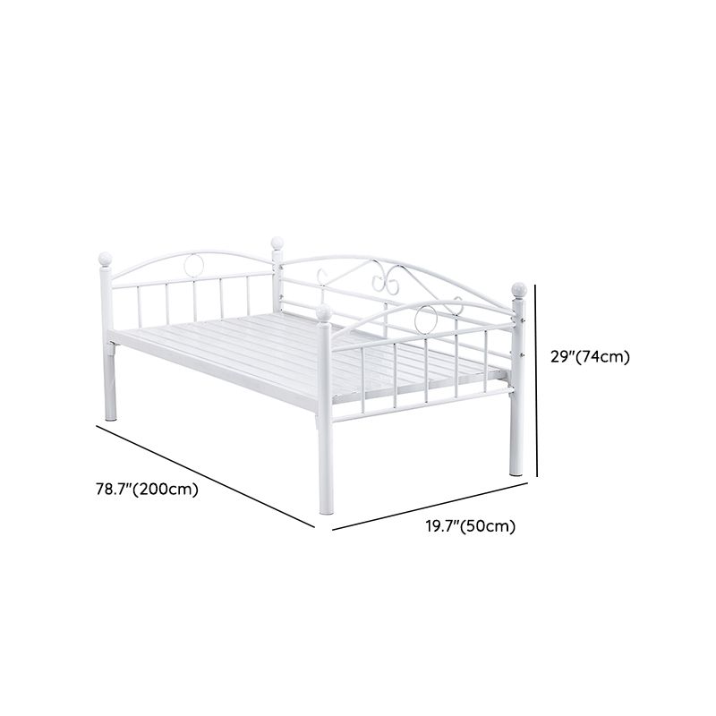 Open Frame Metal Bed Contemporary White Standard Bed with Guardrails