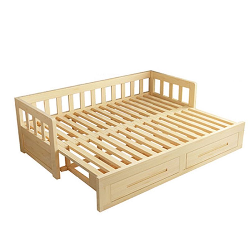 Solid Wood Slat Daybed with Mattress Modern Daybed with 2 Drawers