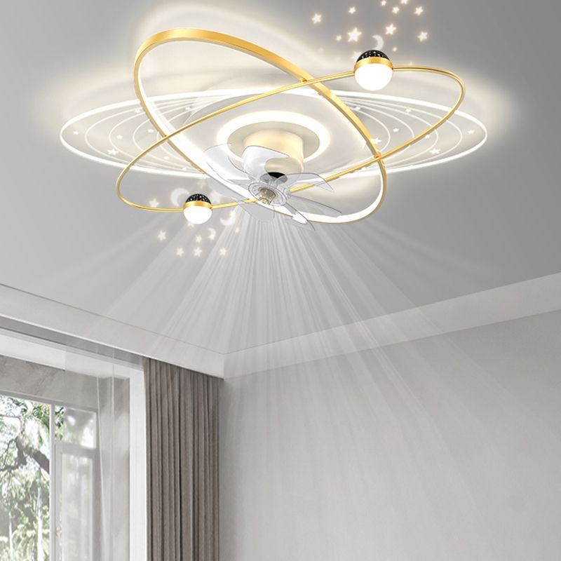 Geometric LED Ceiling Fan Iron and Acrylic Fan Light in Black / Gold