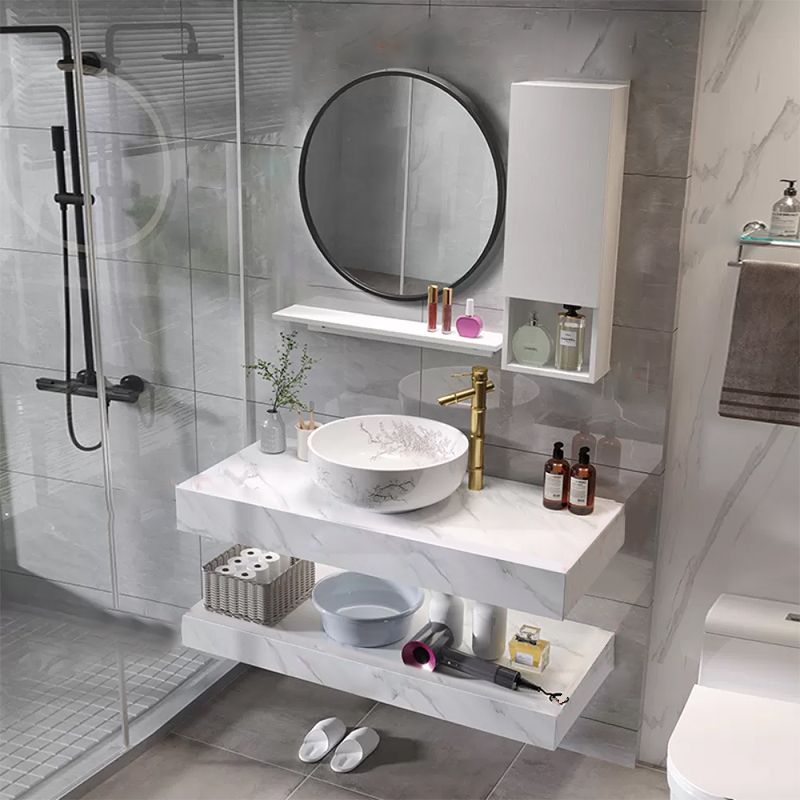 Contemporary Vanity Sink Wall-Mounted Bathroom Vanity Cabinet with Mirror