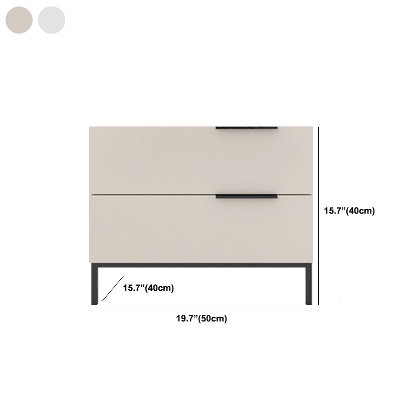 Contemporary Night Table Faux Wood Bedside Cabinet with Drawers