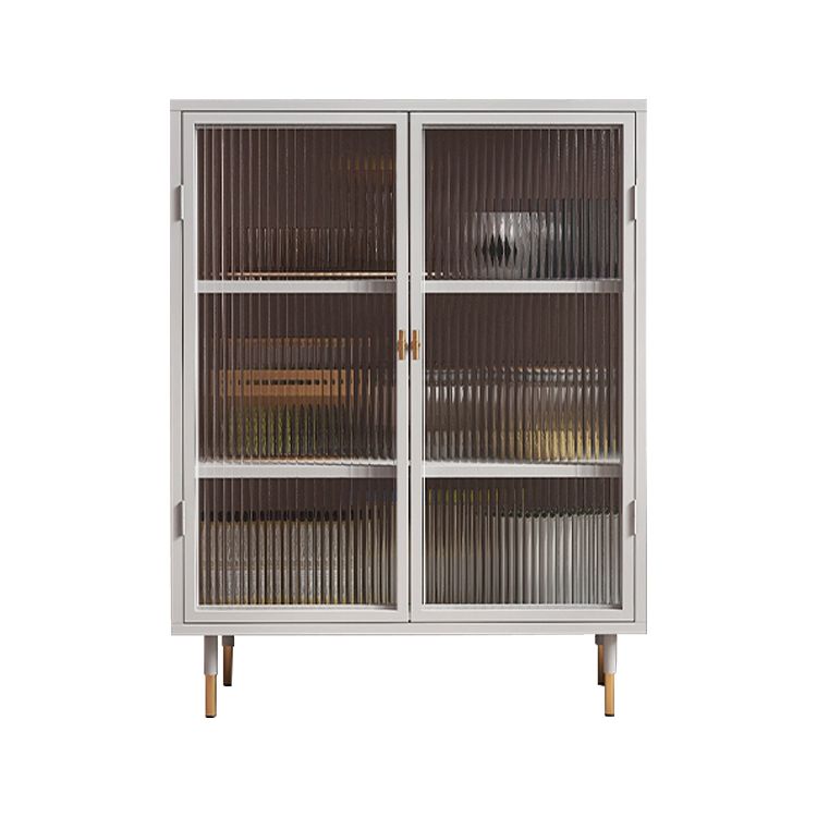 Modern Living Room Buffet Table Metal Glass Doors Cabinet Buffet