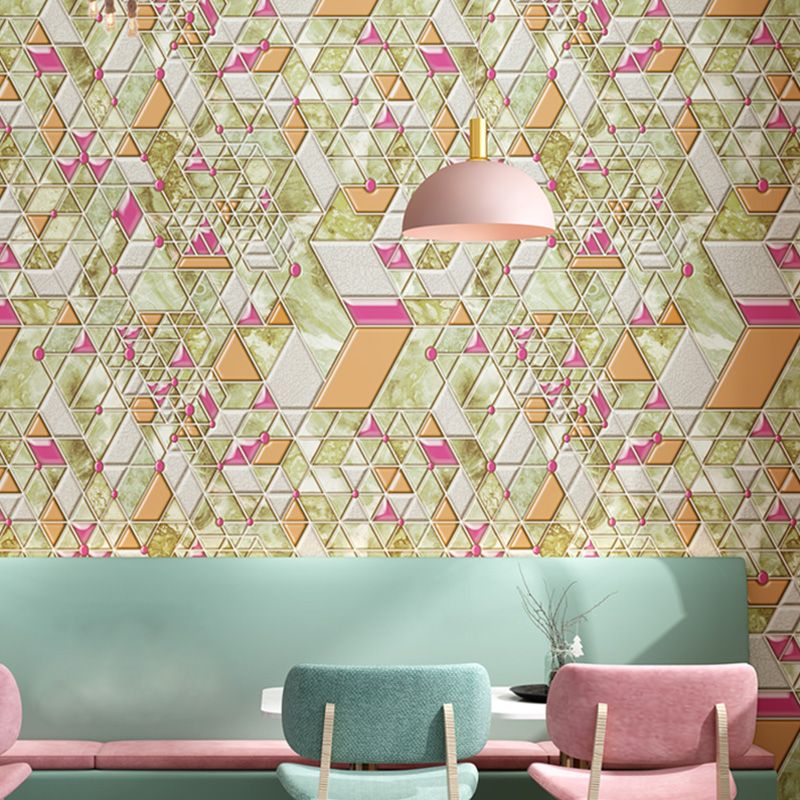 Soft Green Retro Wallpaper 20.5"W x 31'L Tiles Wall Covering for Accent Wall, Non-Pasted