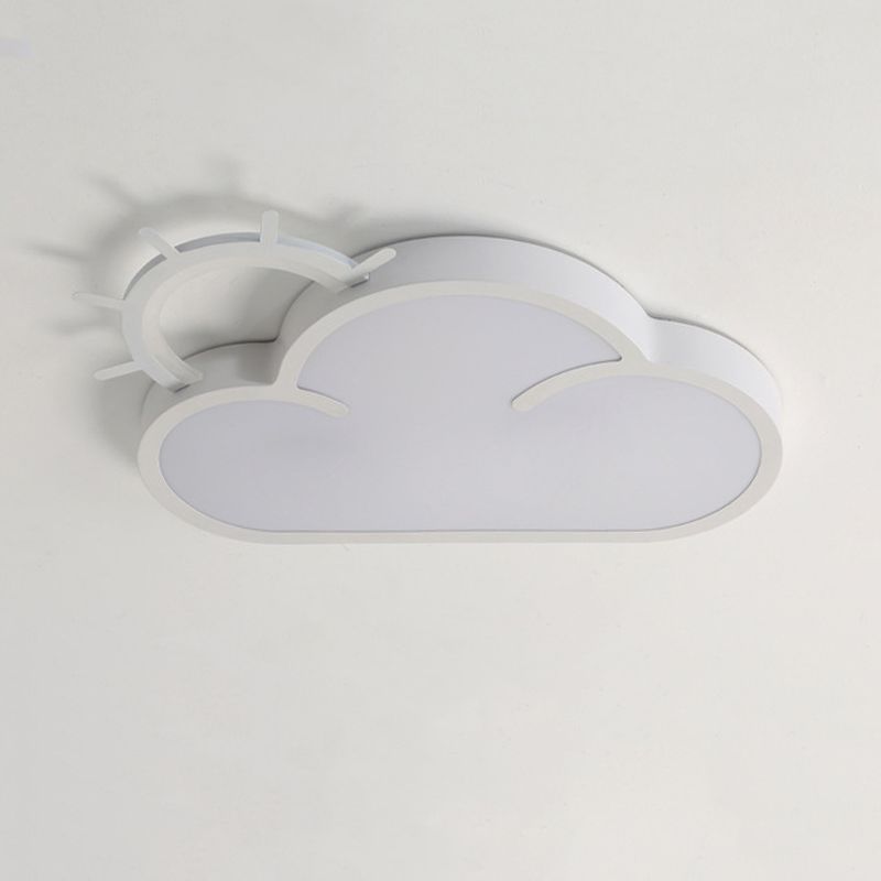 Cloud Shape Flush Light Modern Style Metal 2 Lights Flush Mount in White