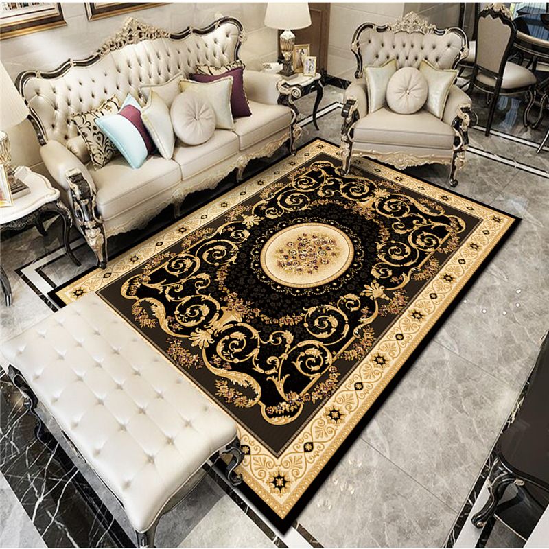 Tapis traditionnel Tapis Tribal Classical Tribal Tapis Polyester Intérieur Tapis avec un support sans glissement