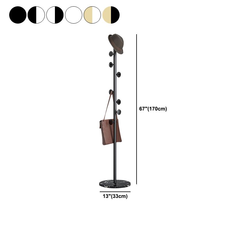 Modern Coat Hook Solid Color Metal Coat Rack with Marble Base