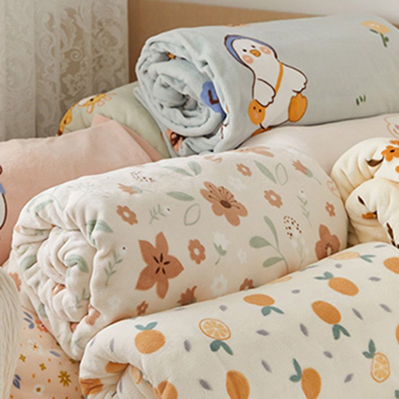 Fitted Sheet Cartoon Pattern Flannel Non-Pilling Fade Resistant Bed Sheet Set
