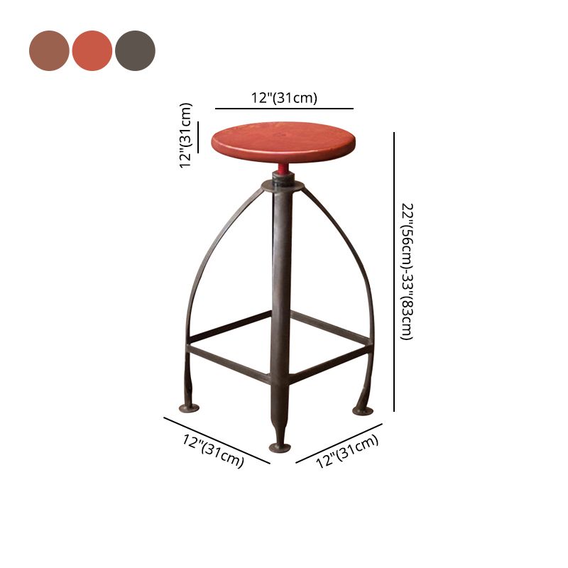 Tabouret de bar en fer à hauteur réglable industrielle 33 pouces rond tabouret de bar Bristol, 1 morceau