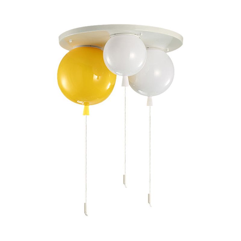 Acrylic Balloon Ceiling Mounted Fixture Kids 3/5 Heads White Flush Mount Lighting for Nursery