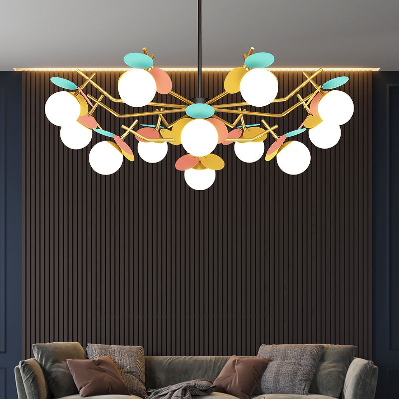 Shaded Metal Chandelier Lighting Fixture Modern Style Pendant Light Kit for Living Room