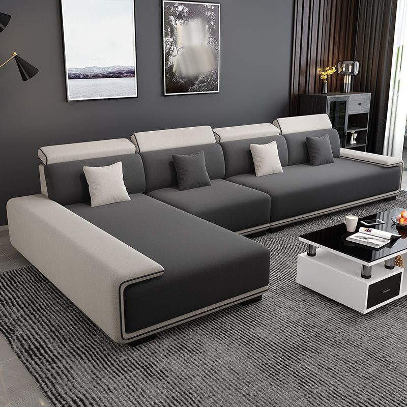 149.6"L √ó 70.87"W √ó 30.31"H Pillow Top Arm Sectional Stain-Resistant Faux Leather Sofa