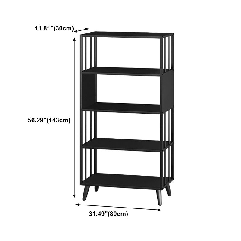 Modern Style Metal Bookshelf Black Open Back Bookcase for Home Office