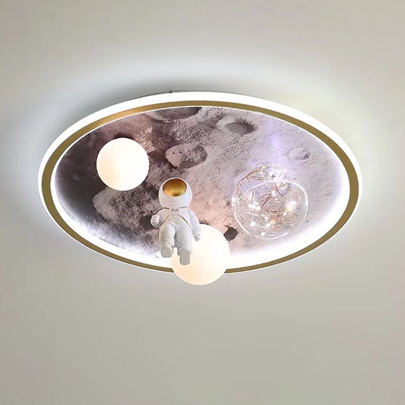 LED Modern Metal Flush Mount Ball Shape Ceiling Light with Acrylic Shade for Living Room