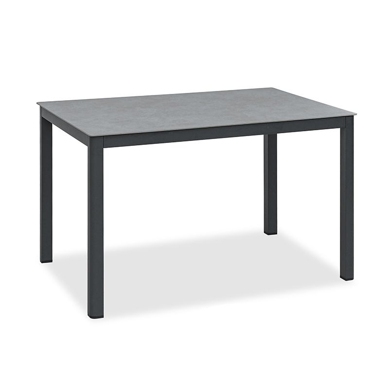 Industrial Rectangle Stone Top Patio Table Outdoor Rust Resistant Dining Table