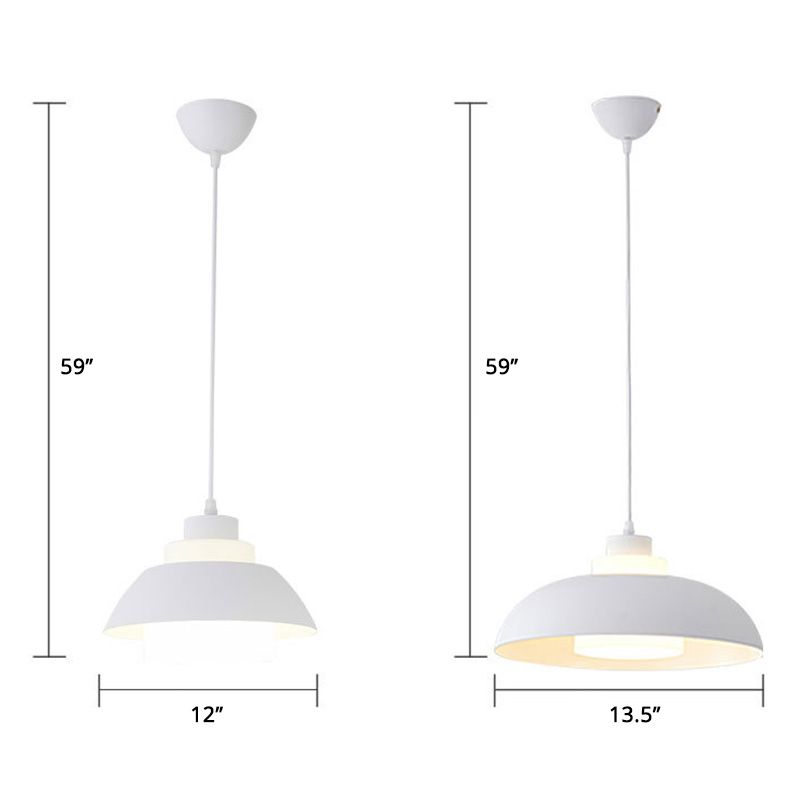 Aluminum Bowl Ceiling Hang Light Macaron Single-Bulb Pendant Lamp with Acrylic Shade Insert