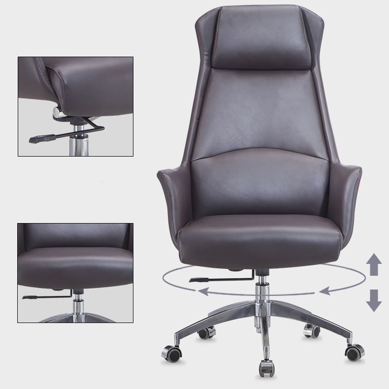 Armless Faux Leather Office Chair Modern Height-adjustable Executive Chair