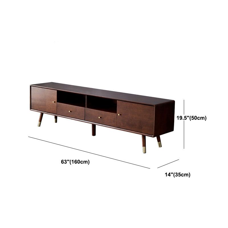 Matte Finish Wood TV Media Stand with Open Storage Contemporary Media Console, Rubberwood