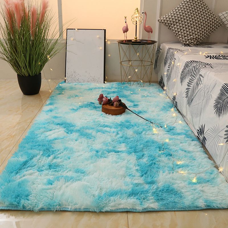 Simple Casual Indoor Rug Blue Tie-Dye Rug Stain Resistant Rug for Drawing Room