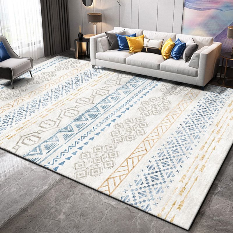 Multicolor Home Decor Carpet Retro Tribal Symbols Area Rug Polyester with Anti-Slip Backing Rug