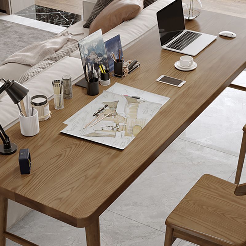 Contemporary Wooden Writing Desk Bedroom Office Desk in Brown with Legs