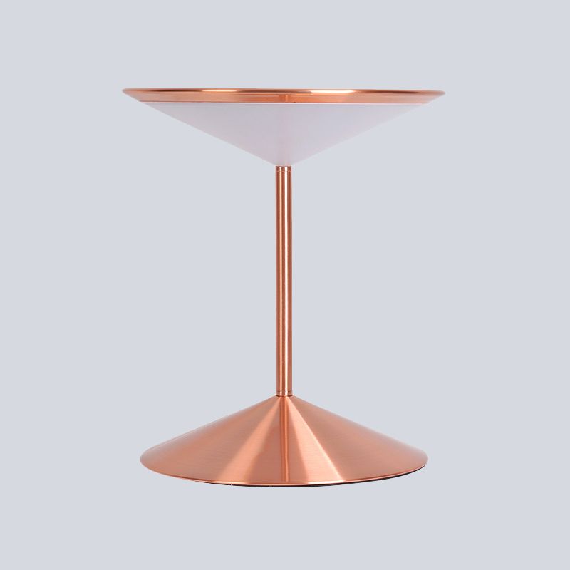 Metal Funnel Night Table Lighting Contemporary LED Rose Gold LED Nightstand Light for Bedroom