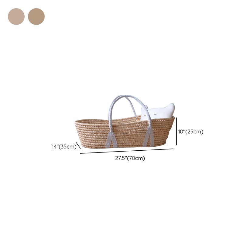 Classic Natural Baby Moses Basket Oval Rattan 10" H Crib Cradle