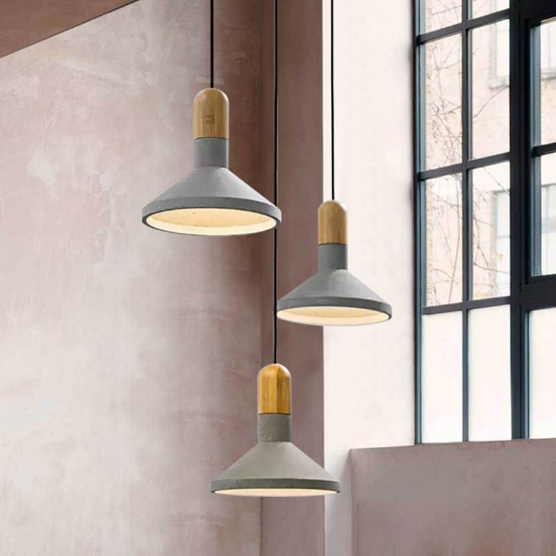 1-Light Hanging Light Fixture Modern Stone Pendant Lamp with Cement Shade for Bedroom