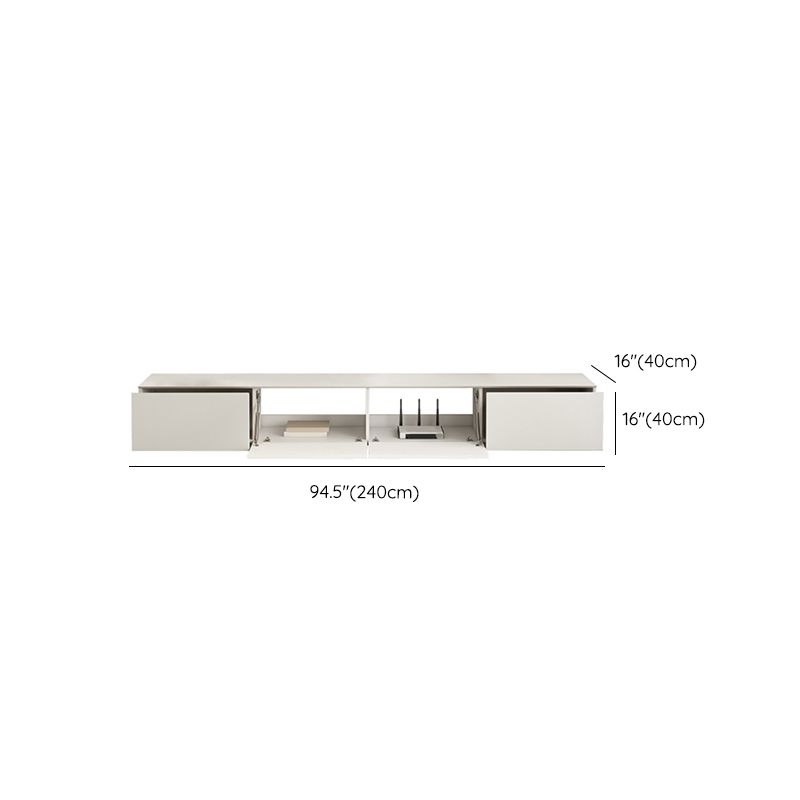 White Engineered Wood Media Console Contemporary TV Stand Console