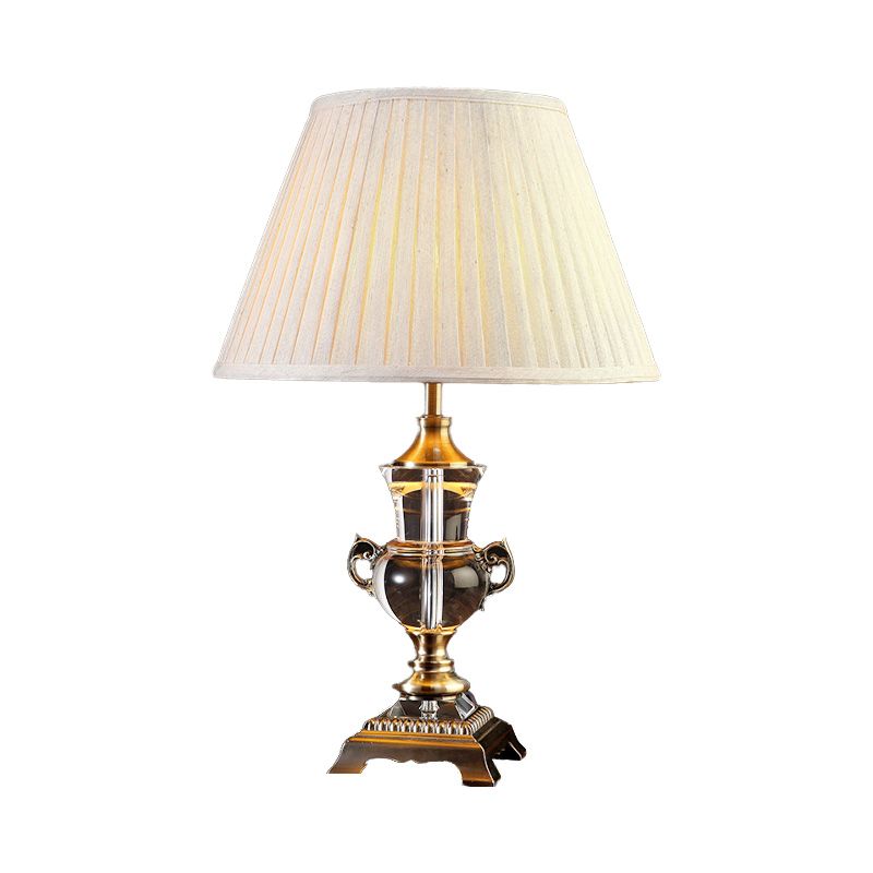 Contemporary 1 Bulb Task Lighting Beige Wide Flare Reading Lamp with Fabric Shade