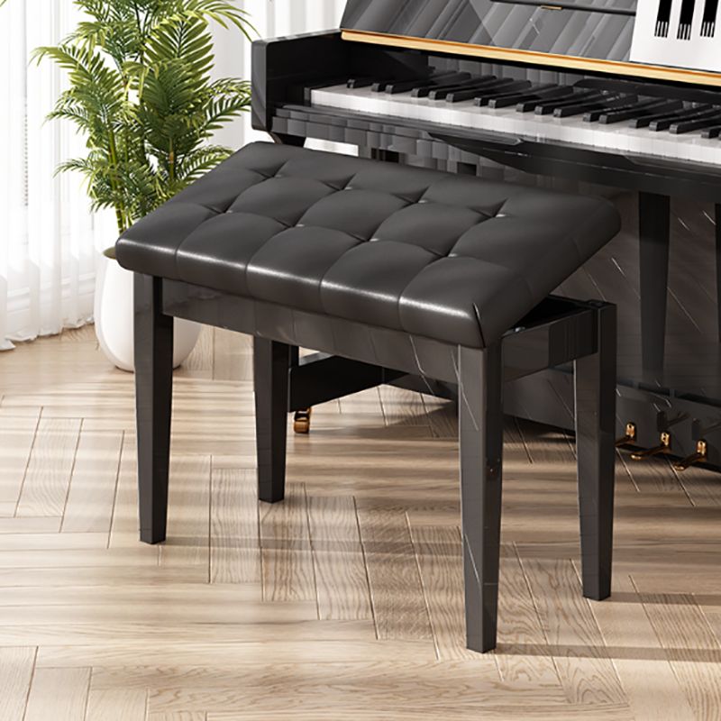 Tufted Piano Bench, Adjustable Upholstery Bench with Wood Legs