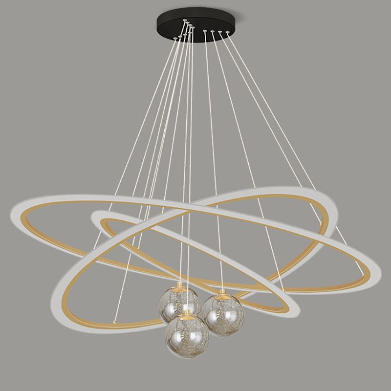 LED Hanging Pendant Light Fixture Modern Chandelier with Acrylic Shade for Living Room