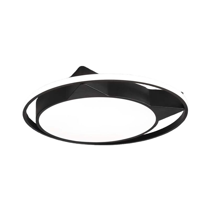 Acrylique Cat Flush Light Style moderne LED Black Close to Ceiling Lighting in White / Warm Light