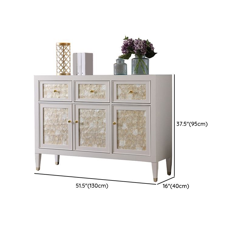 White Engineered Wood Buffet Stand Gold Base Sideboard Cabinet with Storage