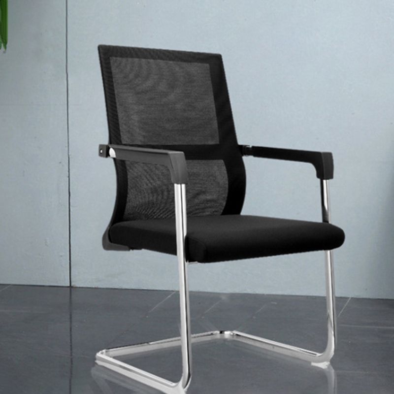 Contemporary Desk Chair No Wheels Mid Back Home Office Chair