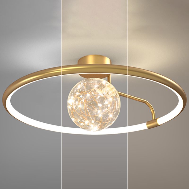 ANILLO Círculo Semi Flush Mount Lighture Simplicidad moderna Luz de montaje de techo Fixtura para dormitorio