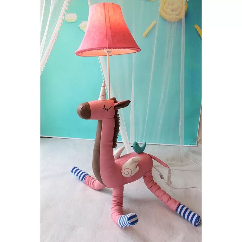 Cartoon Long Neck Animal Floor Light 1 Light Fabric Floor Lamp for Living Room Kindergarten