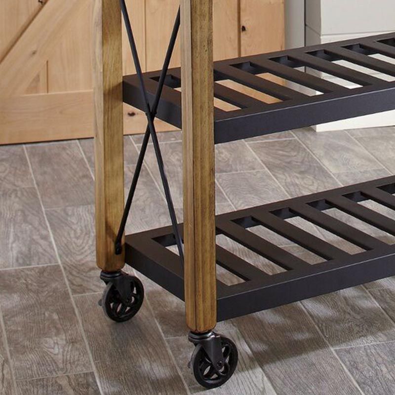 Modern Rolling Kitchen Cart Wood Kitchen Island Cart with Towel Rack