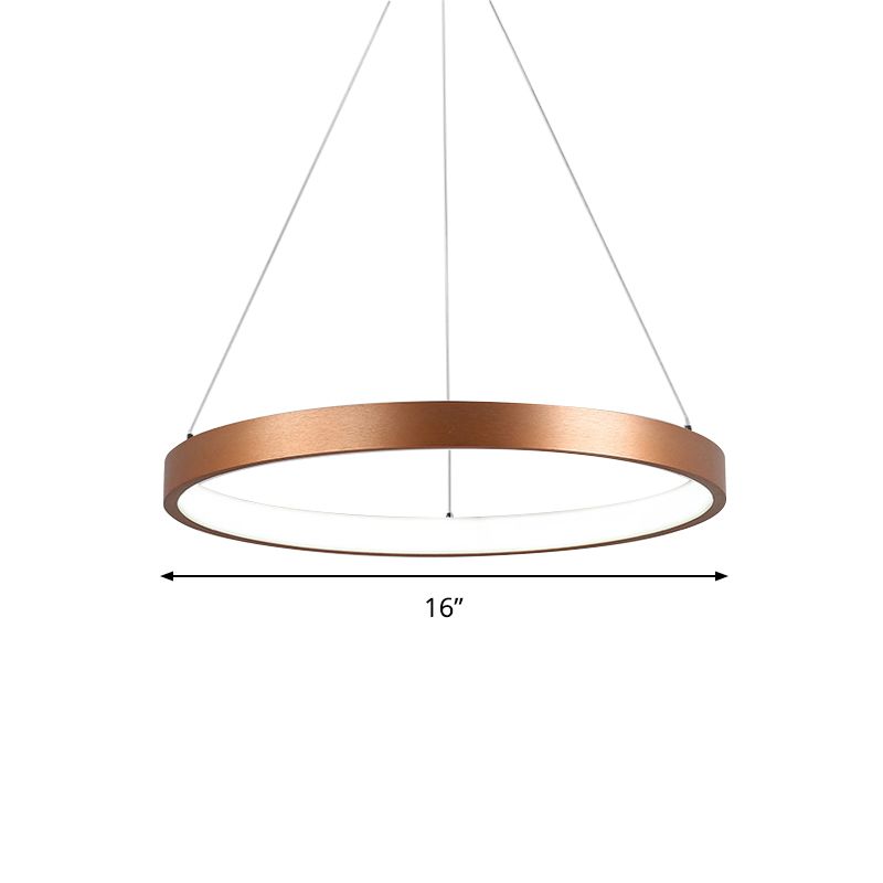 Modern 1/2/3-Head Chandelier Light Fixture with Acrylic Shade Gold Ring Hanging Ceiling Light in Warm/White Light