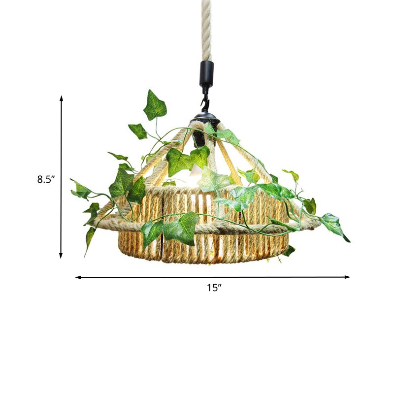 Casa del restaurante Luz de techo retro 1 cabeza Coste de led amarillo con decoración de plantas