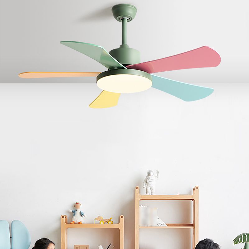 Modern Colorful Ceiling Fan Light Metal 1 Light LED Ceiling Fan for Kid's Room