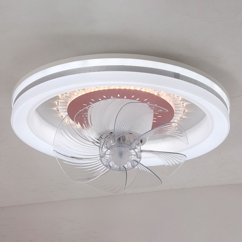 7-Blade Contemporary Ceiling Fan Polish Finish Fan with Light for Living Room