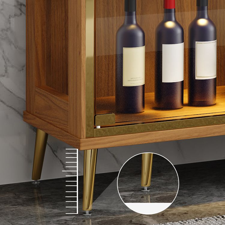 Modern Oak Wood Kitchen Wine Holder with Glass Storage Cabinet