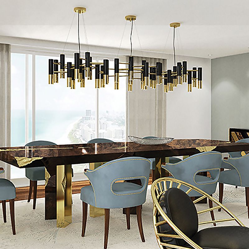 Sitting Room Postmodern Metal Chandelier Lighting Fixture Balck-gold Chandelier Pendant Light