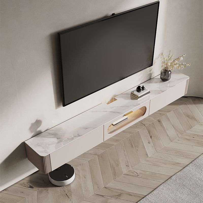 Contemporary Media Console Wall-mounted Stone Stand Console for Living Room